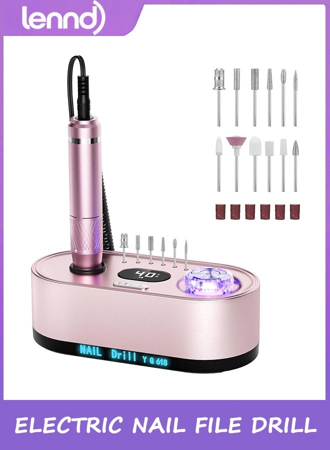 LENND 40000RPM Electric Nail File Drill Professional Kit, Drill Machine with LCD Display, Manicure Pedicure Polishing Acrylic Gel Nail Grinder for Salon, Home Use - Image 1
