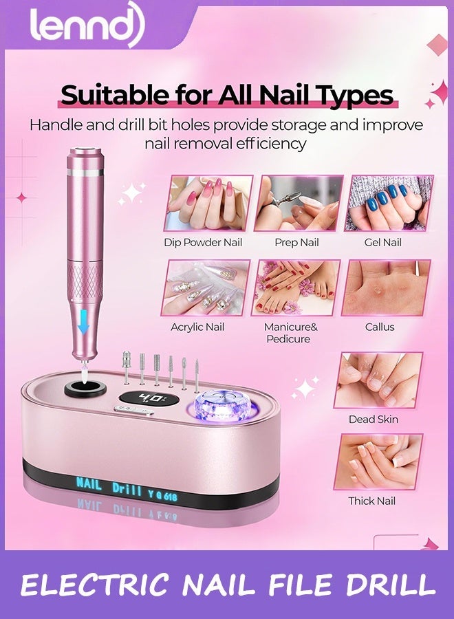 LENND 40000RPM Electric Nail File Drill Professional Kit, Drill Machine with LCD Display, Manicure Pedicure Polishing Acrylic Gel Nail Grinder for Salon, Home Use - Image 4