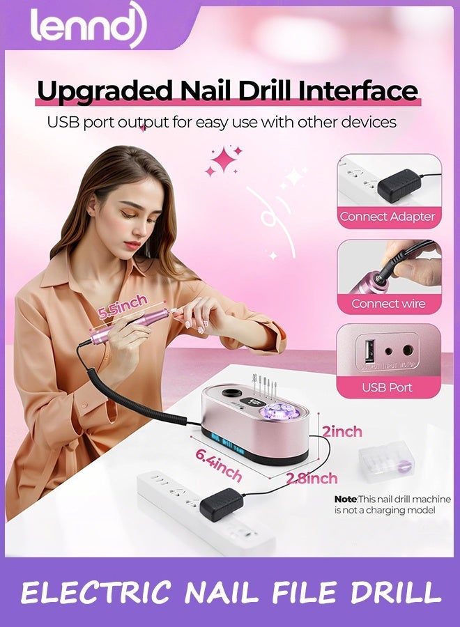 LENND 40000RPM Electric Nail File Drill Professional Kit, Drill Machine with LCD Display, Manicure Pedicure Polishing Acrylic Gel Nail Grinder for Salon, Home Use - Image 5