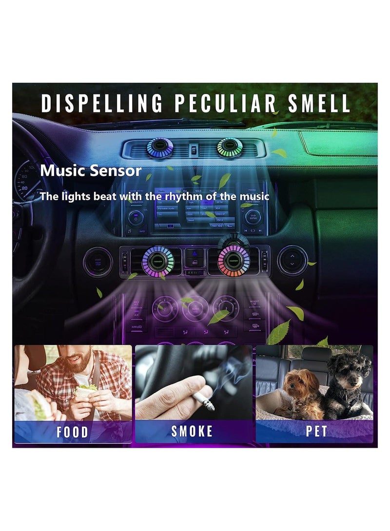 MUNTAQI Car Rhythm Atomosphere Light, Car Diffuser Fragrance Lamp with Vent Clip and 5ml Essential Oil Tablet, 24 LED Lights 100 Modes App Remote Control Multicolor RGB Change - Image 2