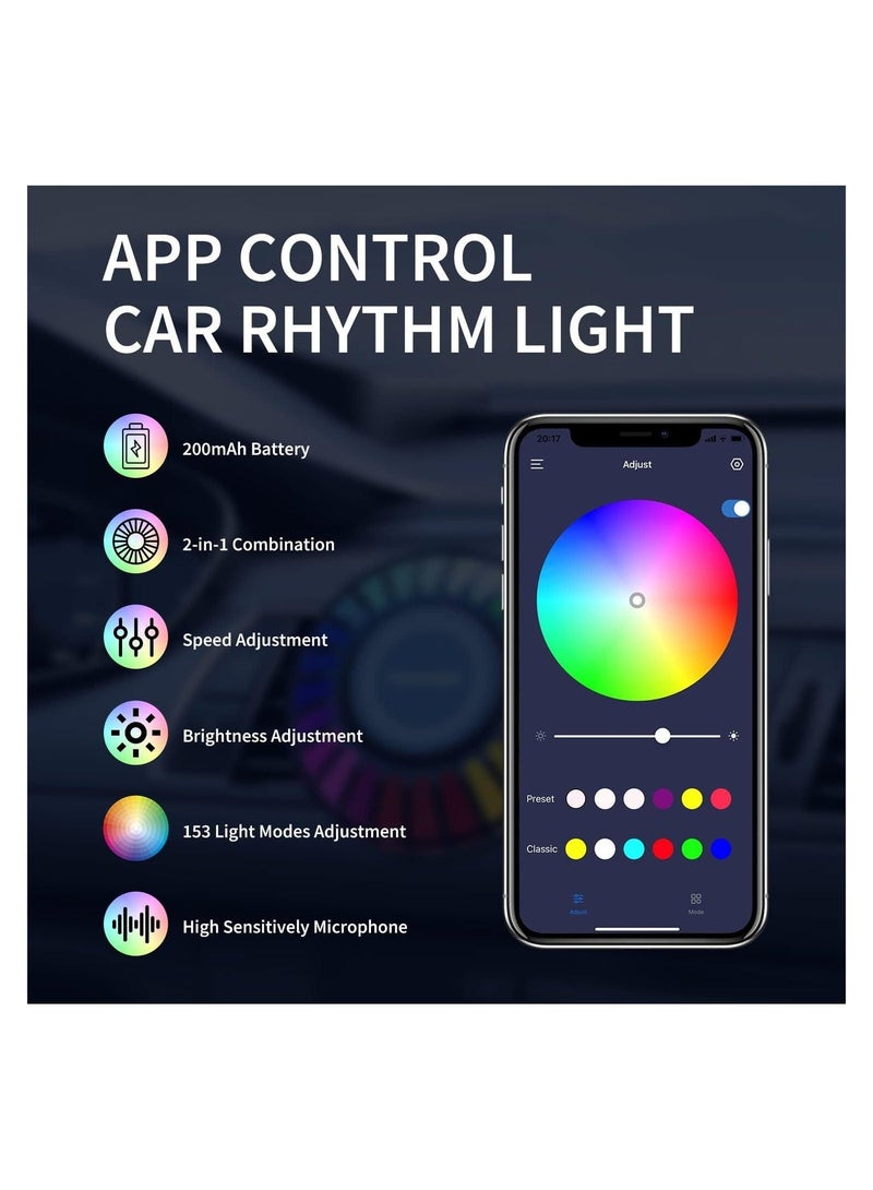 MUNTAQI Car Rhythm Atomosphere Light, Car Diffuser Fragrance Lamp with Vent Clip and 5ml Essential Oil Tablet, 24 LED Lights 100 Modes App Remote Control Multicolor RGB Change - Image 4