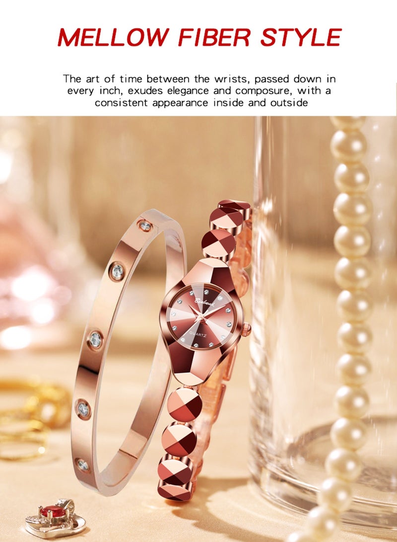 بينبوند ساعة نسائية مقاومة للماء كوارتز تناظرية مع سوار - ذهبي وردي - Image 2