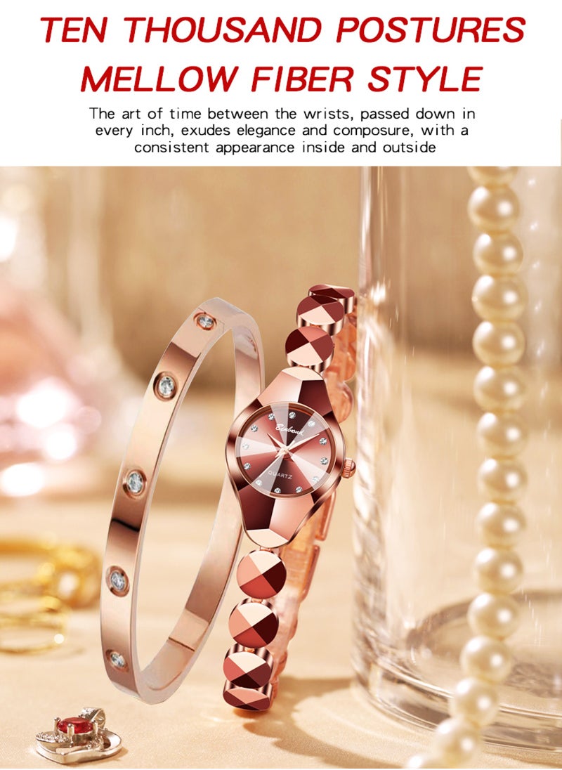 BINBOND - Women's Water Resistant Quartz Analog Watch with Bracelet - Rose Gold - Image 1
