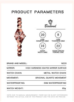 BINBOND Women's Water Resistant Quartz Analog Watch with Bracelet - Rose Gold  - Image 5