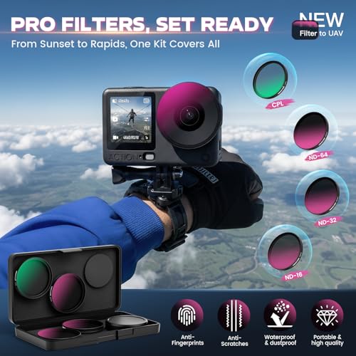 MINGVEN Osmo Action 6 ND Filter Set with Lens Silicone Cover, Snap-On CPL + ND Filters for DJI Osmo Action 6 Accessories - 4 Pack (CPL, ND16, ND32, ND64) - Image 3