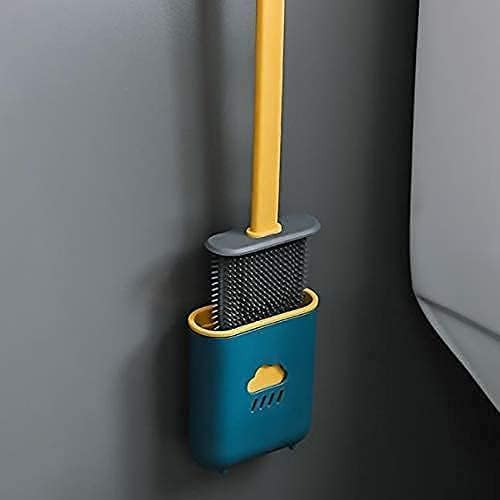 DREHOTRY Toilet Brush with Holder | Slim Flex Silicone Bristles, No-Slip Long Handle | Hard Plastic Holder, Ideal for Bathroom, Kitchen, Tiles Cleaning | Pack of 1 - Image 4