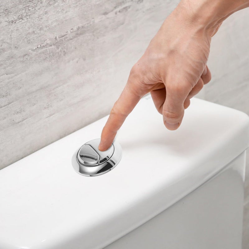 Extra Long Dual Flush Toilet Push Button Replacement Easy Install Silver Finish - Image 3