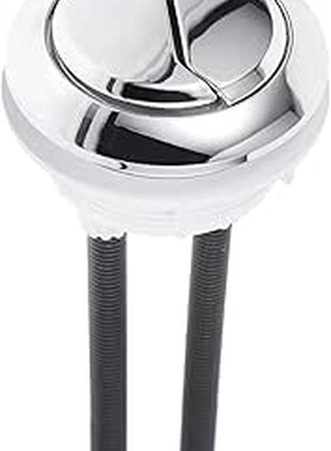 Extra Long Dual Flush Toilet Push Button Replacement Easy Install Silver Finish - Image 1