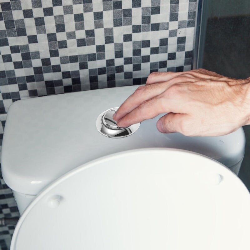 Extra Long Dual Flush Toilet Push Button Replacement Easy Install Silver Finish - Image 5
