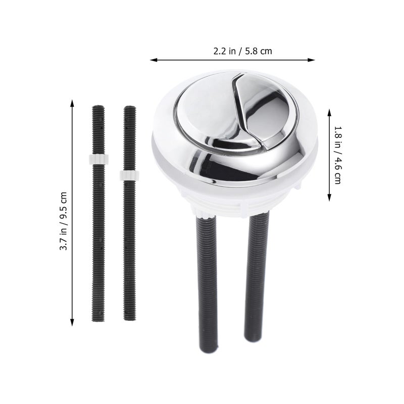Extra Long Dual Flush Toilet Push Button Replacement Easy Install Silver Finish - Image 4