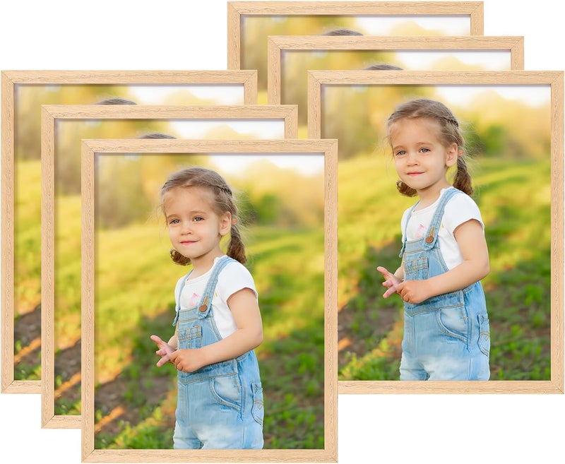 ATOBART 8x10 Eiche Naturholz Fotorahmen, 6-Pack Bilderrahmen Real Glass Front Wand Hängende Galerie für Wand und Tabletop Display, Satz von 6 - Image 1