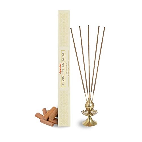 Sugandhim Agarbatti Handmade Prayer Stick Divine Chandana, 50gms x 1, 35 Sticks, Organic, Ayurvedic, Natural Holistic Fragrance, Hand Dipped, Hand Rolled, Woody, Sacred, Soothing, Aromatic - Image 1