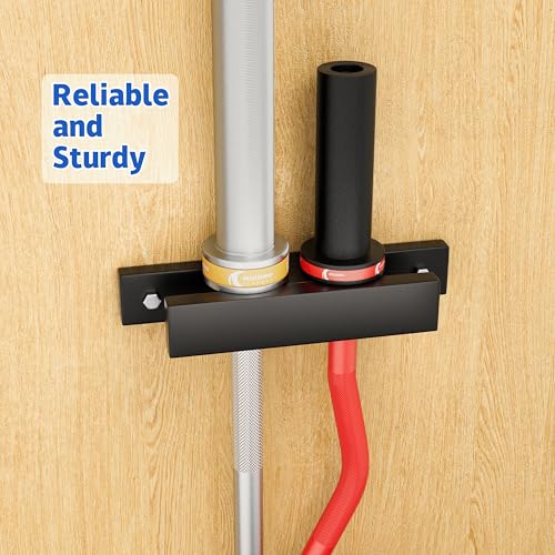 MIUONO Barbell Holder, Wall Mount Barbell Storage Hanger for Vertical Barbell Wall Rack, Garage Gym Olympic Bar Holder, Fits Under 40 mm Bar in Size, 2 Pack - Image 4