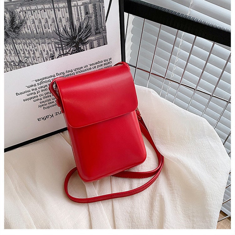 2023 New Japanese And Korean Fashion Joker Vertical Mobile Phone Bag Men'S And Women'S Texture Shoulder Slung Small Bag - Image 1
