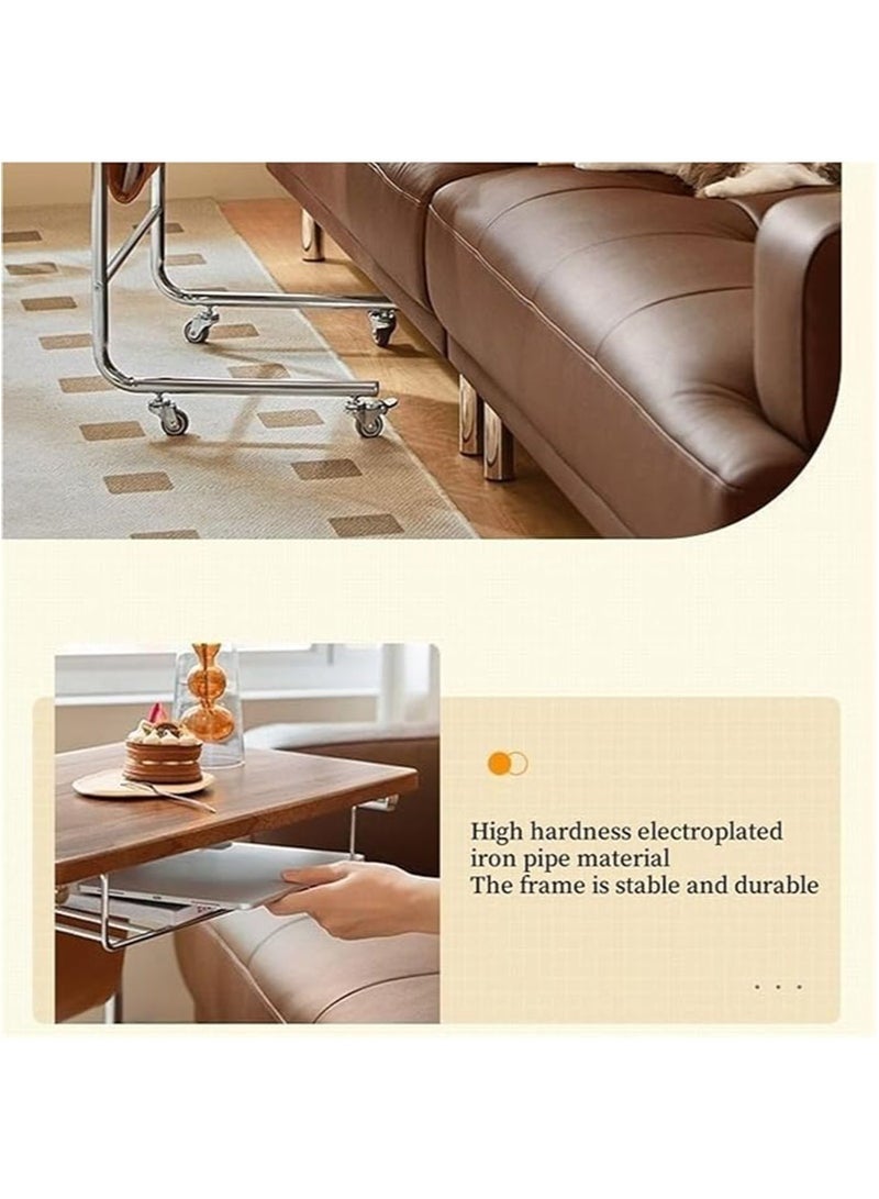 أبوستيم طاولة جانبية أنيقة عالية الجودة، طاولة قهوة بجانب السرير مع عجلات، طاولة متحركة، تخزين جلدي، بجانب السرير، درج غائر، مناسبة جدًا للمنزل (أبيض) - Image 4