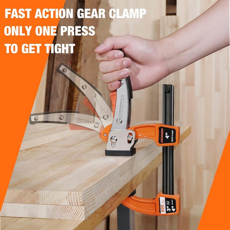 Jorgensen 10.2 cm Bar Clamp Set, Bar Clamp for Woodworking, Quick Release Gear Clamp with 272 kg Load Limit - 2 Pack - Image 5