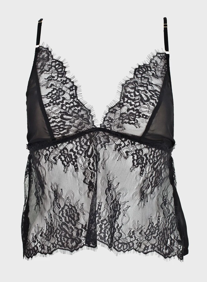BLUEBELLA Lace Cami Top & Sheer Shorts Set