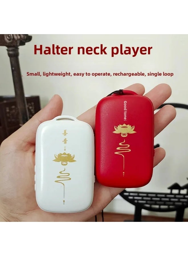 Portable MP3 Player Pendant Music Machine Halter Neck Listening Device Compact Speaker Elderly Singing Machine Motorcycle Electr-Body Color:S86 Color Picture Lotus-Memory Capacity:Built-in 38 Songs + 108 Insert Cards  - Image 3