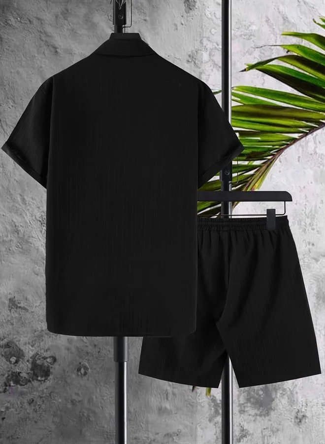 Take Two Textured Short Sleeve Shirt and Shorts Co-Ords by Styli
