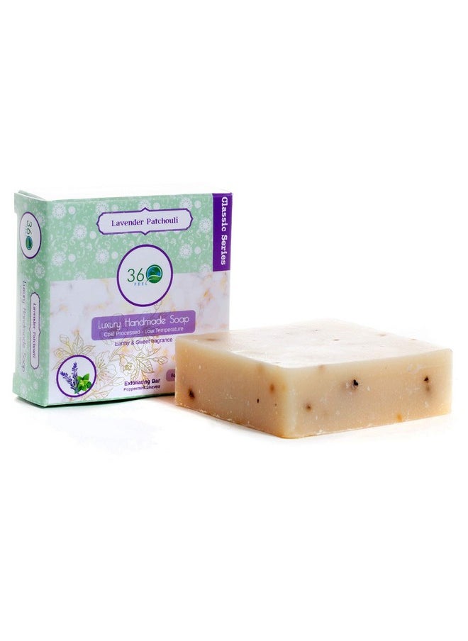 360Feel - Lavender Patchouli Soap 5Oz Castile Handmade Soap Bar Refreshing Earthy With Peppermint Leaves Skin Scrub Exfoliation Man Soapessential Oils Gift Ready - Image 1