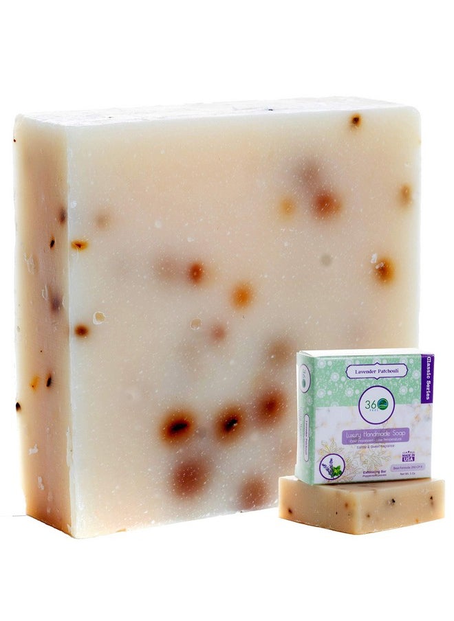 360Feel - Lavender Patchouli Soap 5Oz Castile Handmade Soap Bar Refreshing Earthy With Peppermint Leaves Skin Scrub Exfoliation Man Soapessential Oils Gift Ready - Image 1