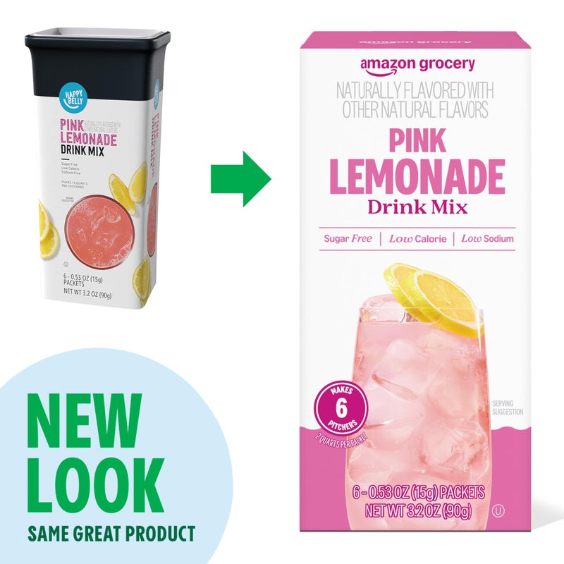 Amazon Grocery, Pink Lemonade Drink Mix Singles, 3.2 Oz, 6 Ct (Previously Happy Belly, Packaging May Vary) - Image 2
