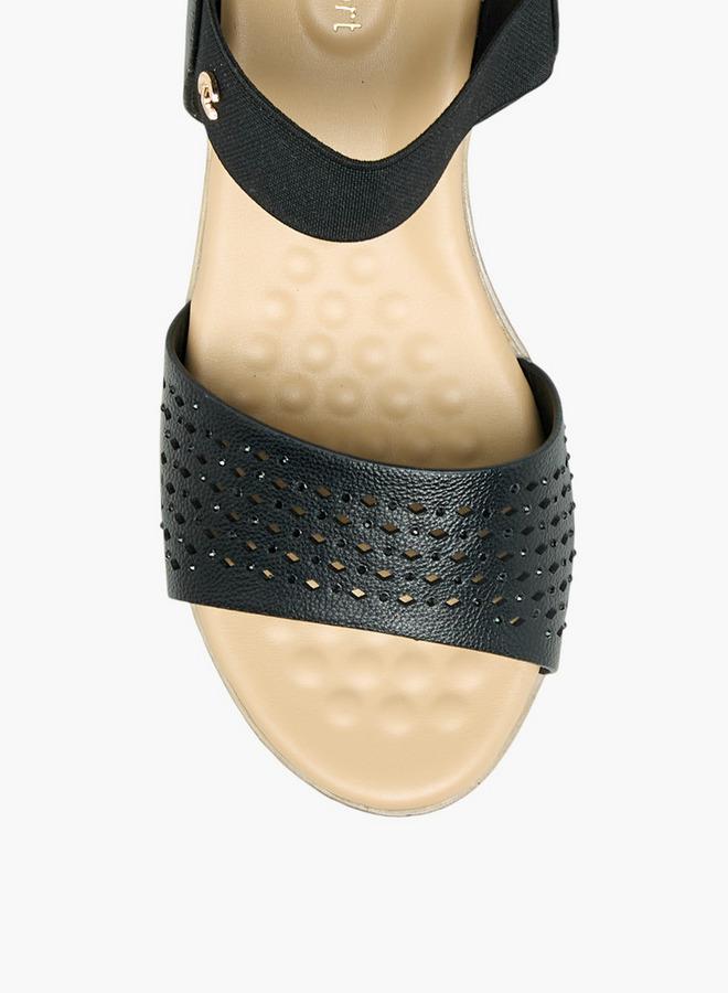 لو كونفورت صنادل نسائية بكعب ويدج بحزام خلفي - Image 4