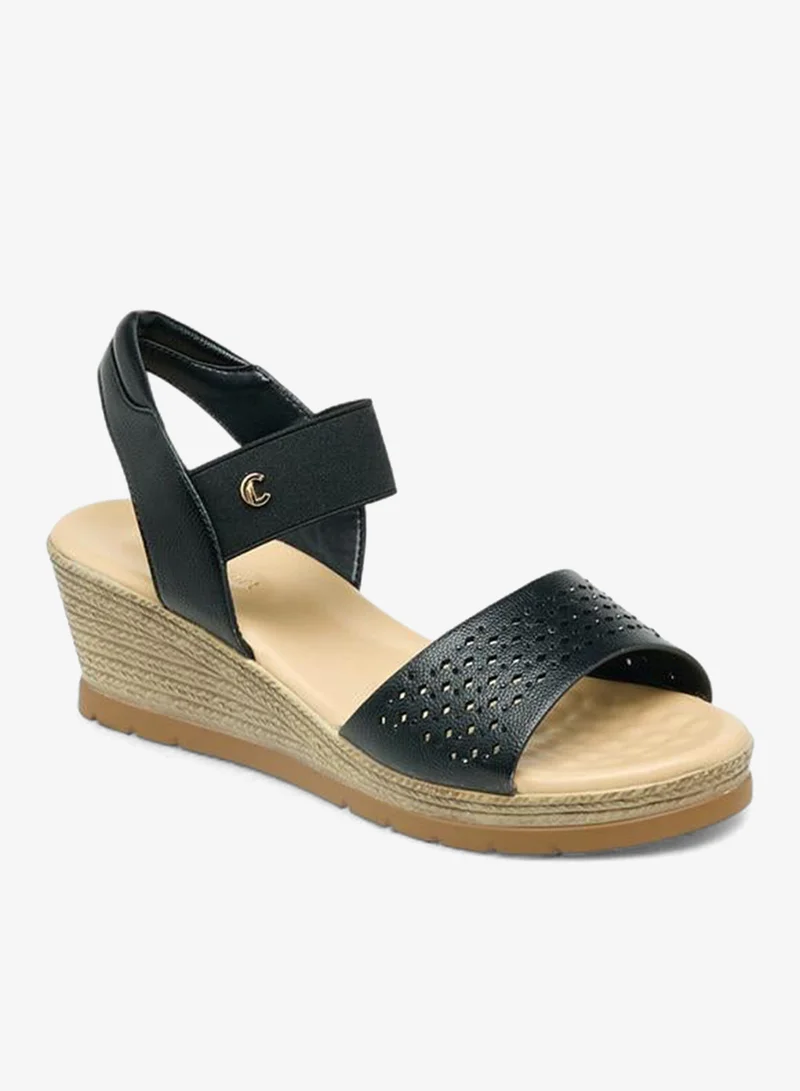 لو كونفورت صنادل نسائية بكعب ويدج بحزام خلفي