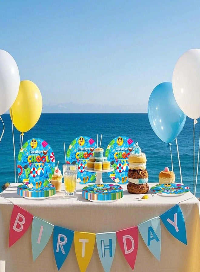 Grencian 50Pcs Goodbye School Hello Pool Party Decorations Last Day of School's Pool Paper Plates 9" Disposable Summer Class End of School Year Party Decorations for Graduation Preschool Vacation Supplies - Image 5