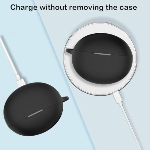 USTIYA Case for Oneplus Buds Pro 3 (No for OnePlus Nord 3 Pro) Wireless Headphones Protection Cover Full-Body Soft Silicone with Keychain Headphone Accessories Funda Carcasa (Black) - Image 3