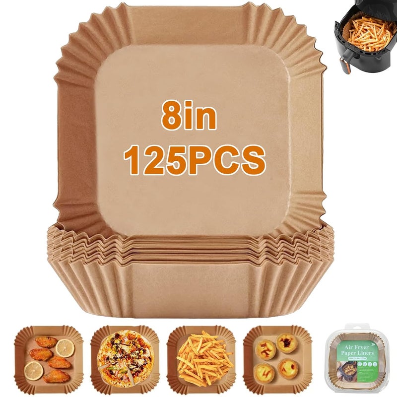 AZPESUR Air Fryer Disposable Paper Liners Square 8 Inch 125 Pcs Parchment paper liner 8Square 125pcs - Image 1