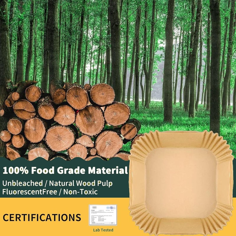 AZPESUR Air Fryer Disposable Paper Liners Square 8 Inch 125 Pcs Parchment paper liner 8Square 125pcs - Image 2