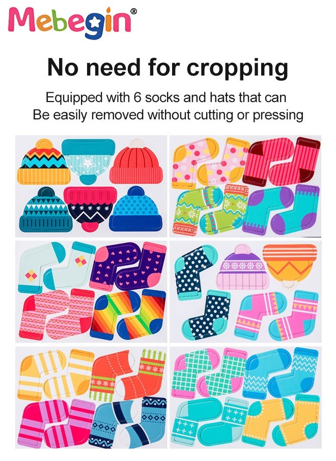 MEBEGIN - Funny Sock Drying Game, Sock Pairing Toy Set, Wooden Pairing Socks Puzzle with Storage Box and 20 Cards, No Need for Cropping, Educational Memory and Observation Game for Children, Interactive Family Game - Image 1