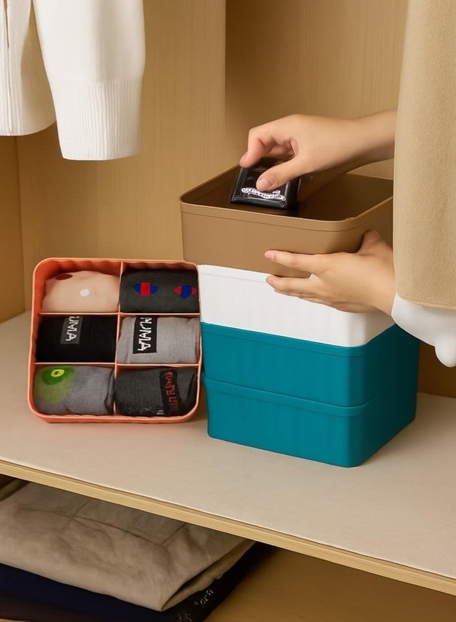 FOREWILD Drawer Organizers for Underwear, Socks, Bras, Ties, Undergarments, and Scarves - Closet Storage Dividers for Household Use Wardrobe Drawer-6 Grid Storage Box (4pcs)(Multicolor) - Image 4