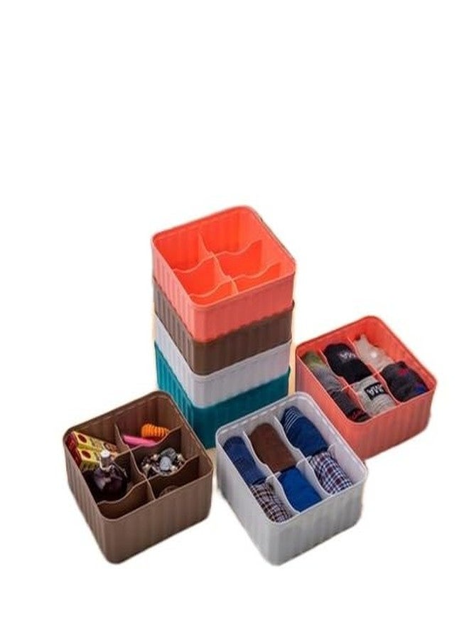 FOREWILD Drawer Organizers for Underwear, Socks, Bras, Ties, Undergarments, and Scarves - Closet Storage Dividers for Household Use Wardrobe Drawer-6 Grid Storage Box (4pcs)(Multicolor) - Image 2