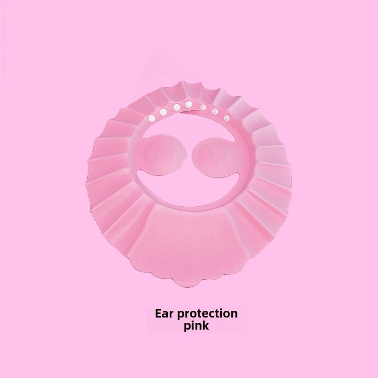 Adjustable Cartoon Kids Shower Cap Ear Pink 