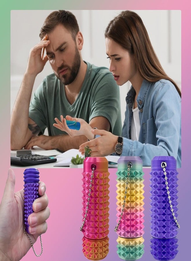 Deiviko Christmas Stocking Stuffer 2Pcs Upgrade Little Pain Ouchies Pain Stim Fidget,3D Printed Fidget Toys Anxiety Relief Items,Rotatable Grippie Stim Keychain,Stim Toys for Autistic,Hard Spiky Sensory Toys - Image 3