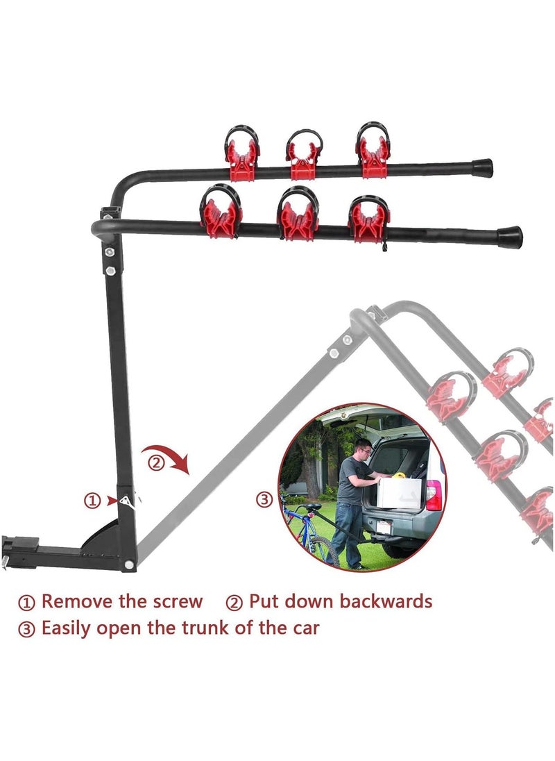 Foldable Bicycle Rear Mount Carrier, 3 Slots Bicycle Carrier Rack Rail (Hitch Mount rack)