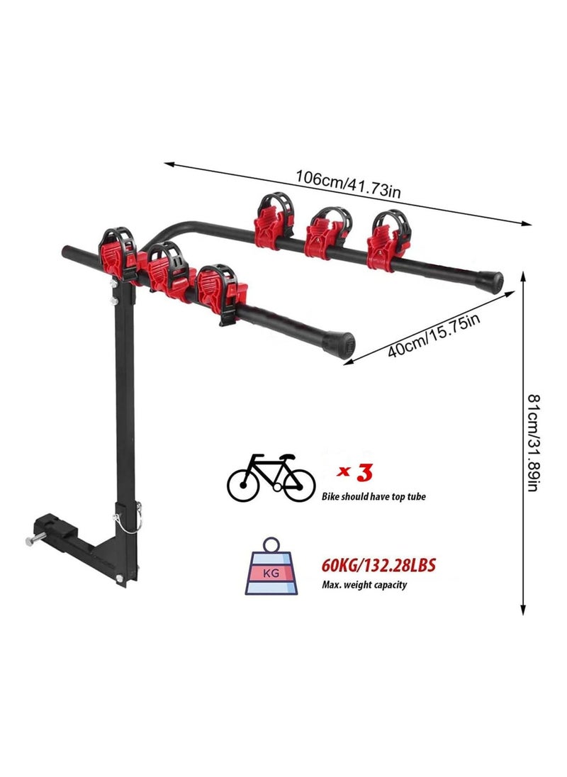 Foldable Bicycle Rear Mount Carrier, 3 Slots Bicycle Carrier Rack Rail (Hitch Mount rack)
