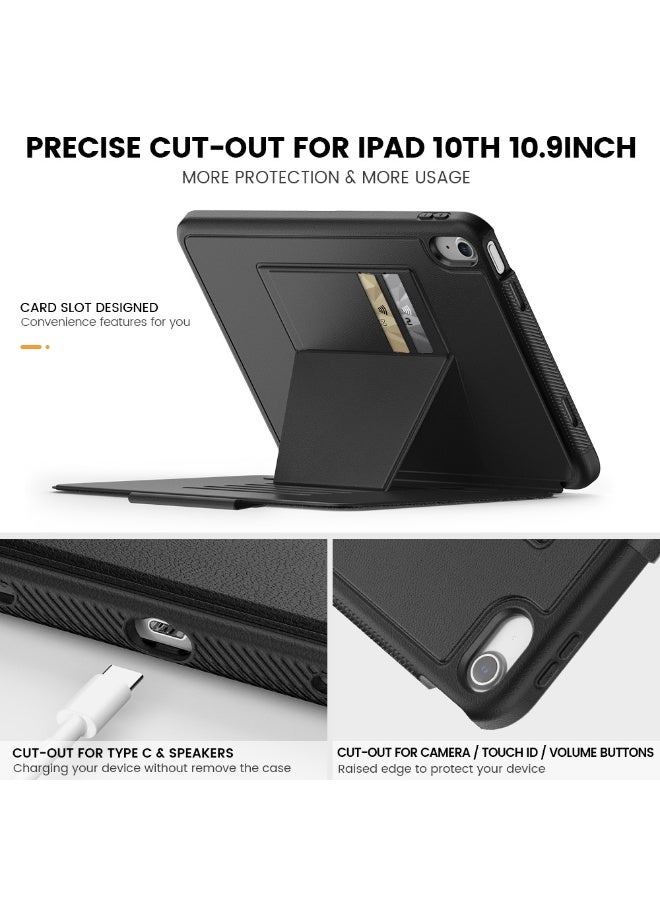 عام غطاء آيباد الجيل العاشر 10.9 بوصة/آيباد 11 (A16) 2025، غطاء مغناطيسي قوي مع خاصية النوم التلقائي، مقاوم للصدمات، مع حامل متعدد الزوايا، حامل قلم وجيب بطاقات لآيباد 10.9/11 بوصة. - Image 4