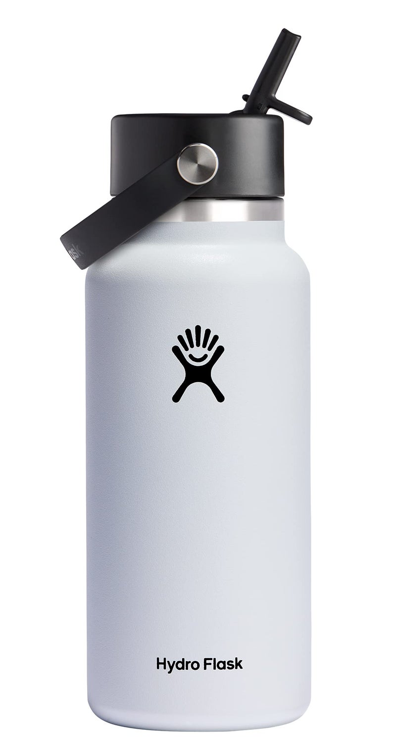 Hydro Flask 32 OZ Wide Flex Straw Cap White  Dishwasher Safe  Leakproof