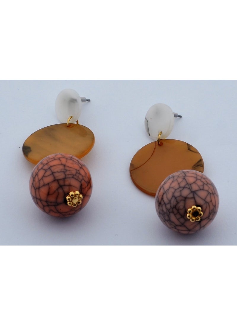 Hit Dükkan Patterned Round Stone Colorful Ball Earrings  - Image 4
