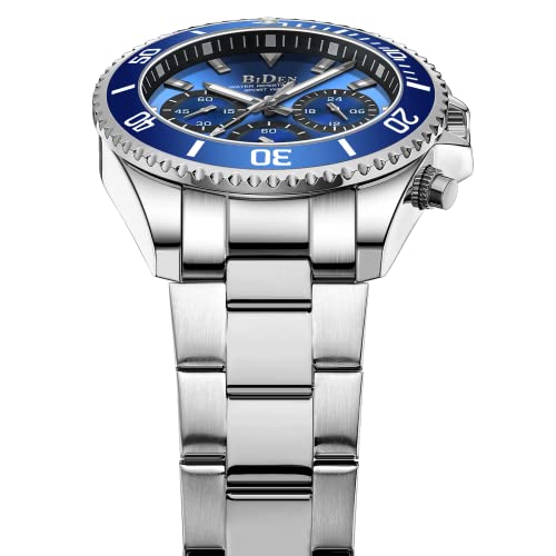 BIDEN Mens Watches Chronograph Stainless Steel Waterproof Date Analog Quartz Watch Business Casual Fashion Wrist Watches for Men, Gold D, Quartz Watch,Chronograph - Image 3