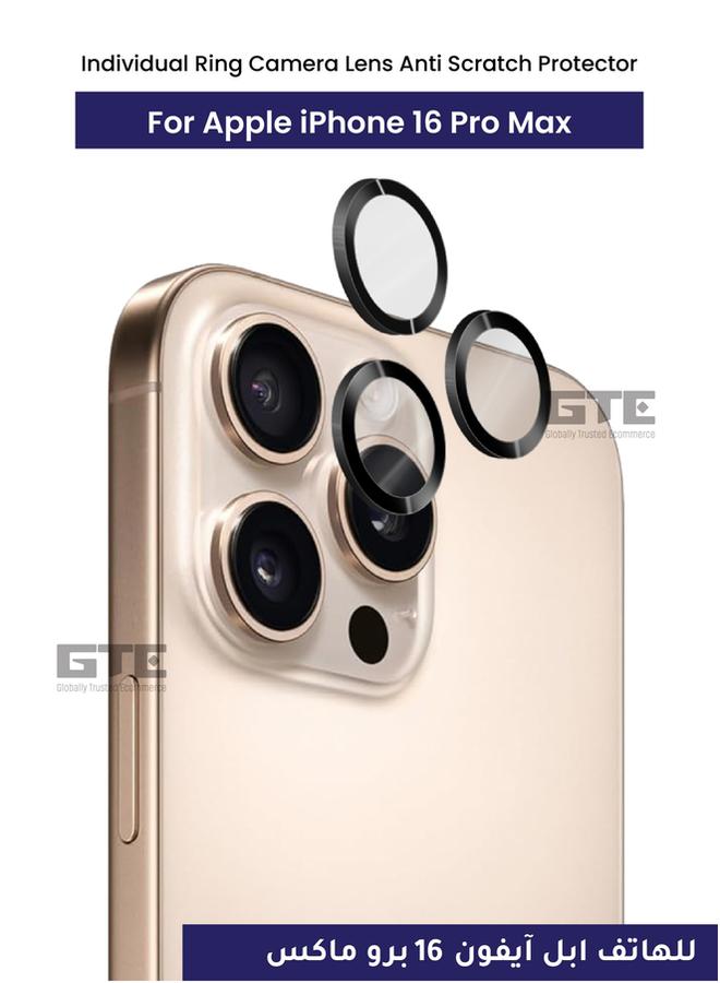 PROMASS Individual Ring Camera Lens Anti Scratch Protector for iPhone 16 Pro Max-Clear