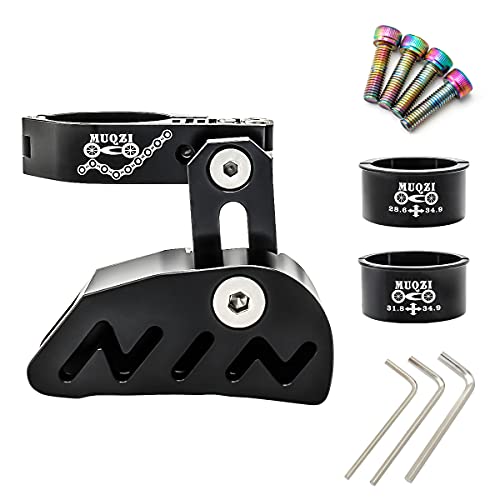 MUQZI Chain Guide, Aluminum Alloy Bike Chain Guide Mountain Bike Chain Deflectors Adjustable MTB Cycle Single Crankset Bicycle Chain Protector, Black - Image 1
