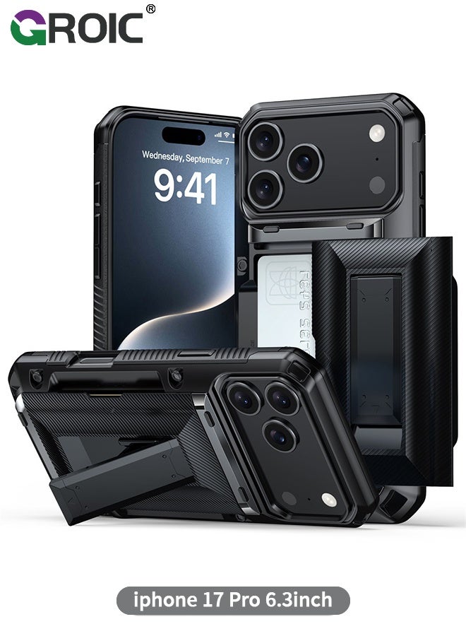 GROIC iPhone 17 Pro Case Wallet with Card Holder,[Built-in Invisible Kickstand][Drop Protection Rugged Shockproof Protective],iPhone 17 Pro Phone Cover, Wallet Case for iPhone 17 Pro ,iPhone 17 Pro Phone Shell 6.5 inch - Image 1