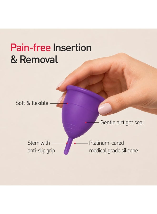 Sirona Reusable Menstrual Cup for Women - Large with Pouch | FDA Approved | Made of Ultra Soft 100% Medical Grade Silicone | Odour, Rash & Itch-Free Period | Leak-Proof Protection for 8-10 Hours - Image 3