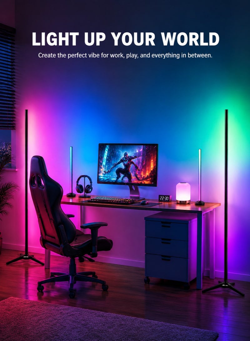 ARNOTEC 140CM RGB Corner Floor Lamp – Smart LED Ambient Light with APP & Remote Control, Music Sync, Timer, Dimmable Nordic Mood Lamp for Living Room, Bedroom, Gaming & Home Decor - Image 2