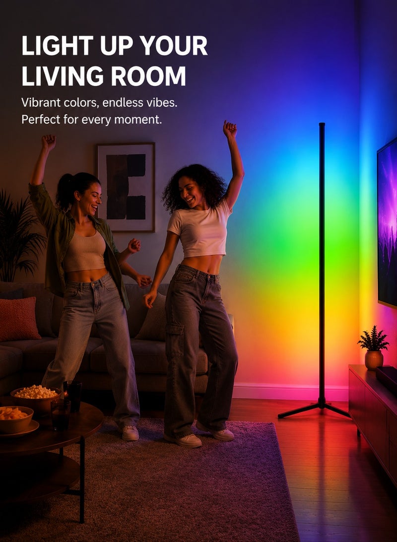 ARNOTEC 140CM RGB Corner Floor Lamp – Smart LED Ambient Light with APP & Remote Control, Music Sync, Timer, Dimmable Nordic Mood Lamp for Living Room, Bedroom, Gaming & Home Decor - Image 5