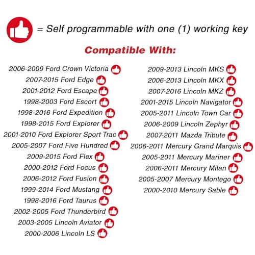 KeylessOption Keyless Entry Remote Fob Uncut Car Ignition Key for Ford Mustang Excursion Expedition Explorer Taurus Lincoln Navigator Town Car - Image 5